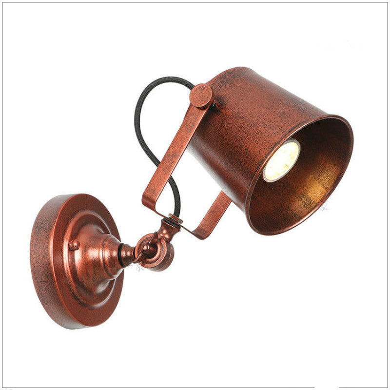 Brady Modern Bucket Metal Adjustable Wall Lamp, Black/Rust