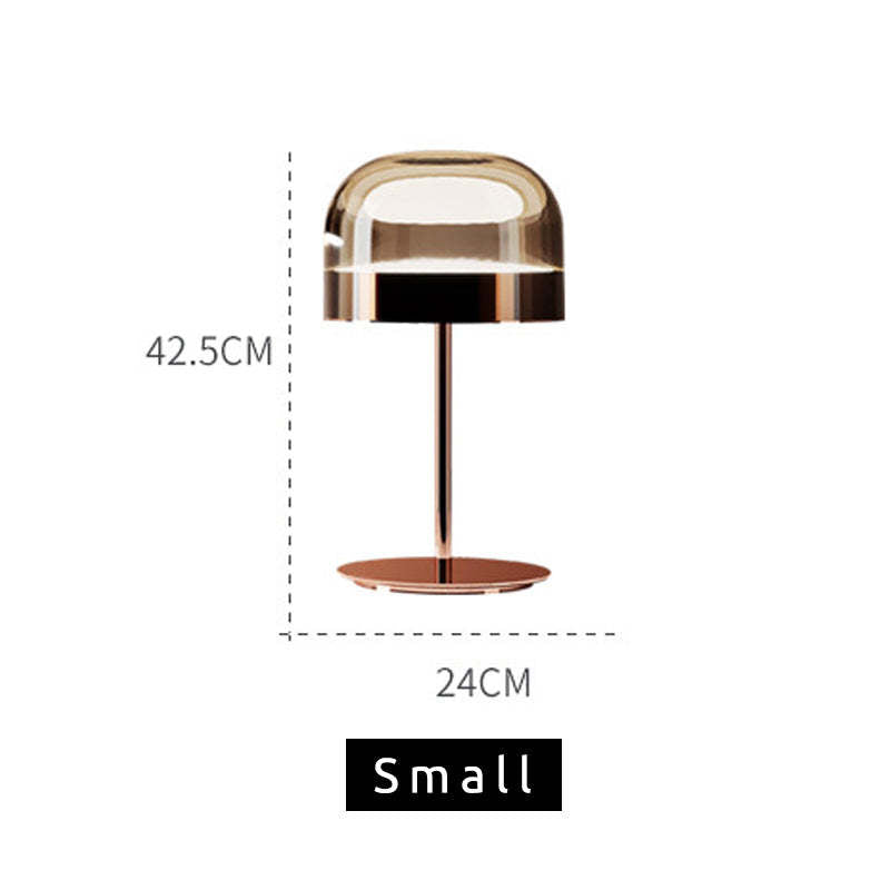 Hailie Minimalist Mushroom Glass/Metal Table Lamp, Black/Rose Gold