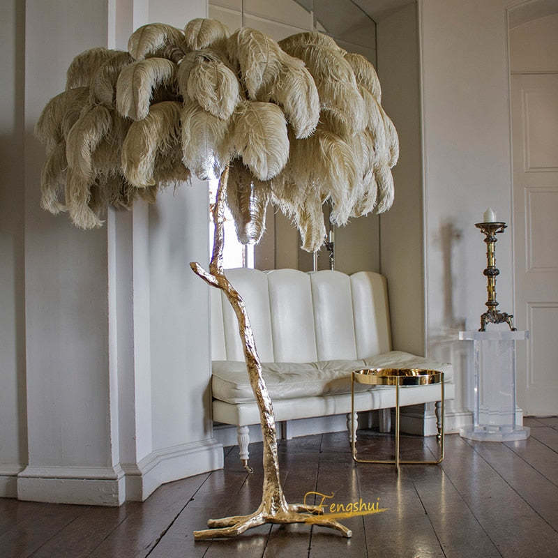 Nordic ostrich feather floor shop lamp