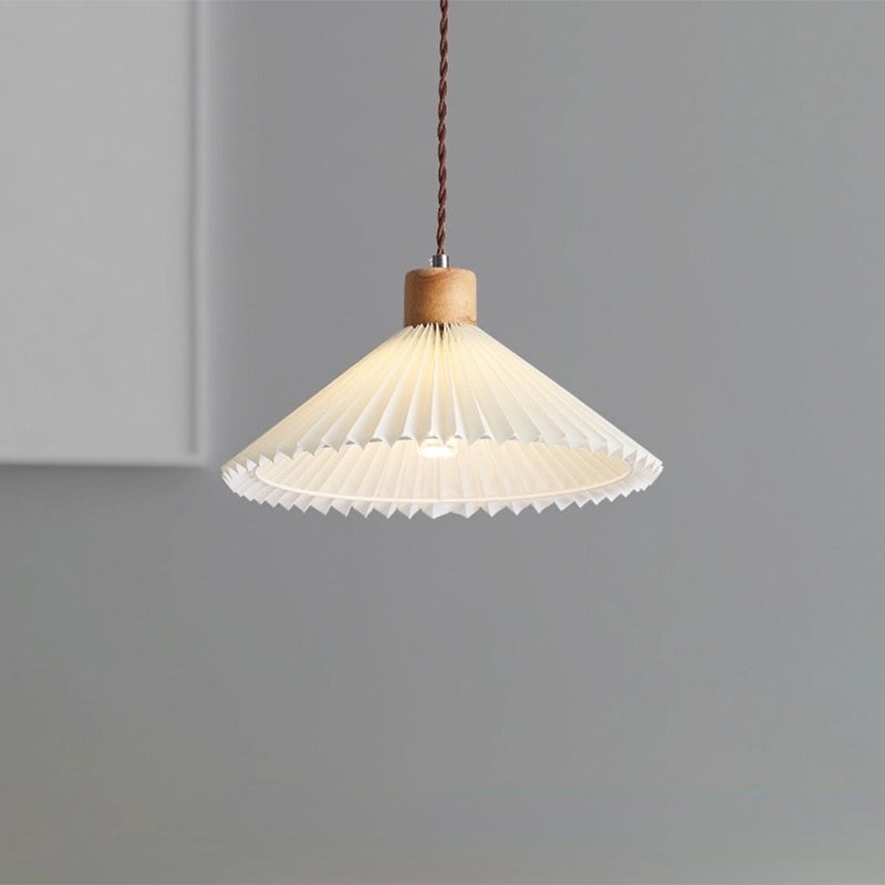 Ozawa Pendant Light Umbrella Shape Art, Wood, White, Bedroom