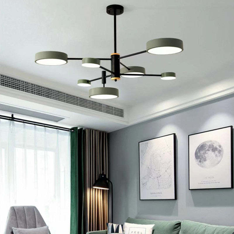 Sienna Pendant Light LED, Metal & Wood, Grey/White/Gold