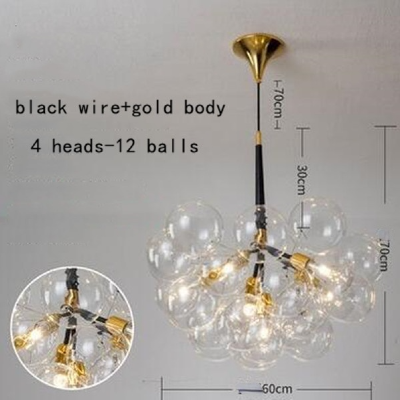 Valentina Nordic Luxury Clear Bubble Pendant Light , White/Black/Coffee
