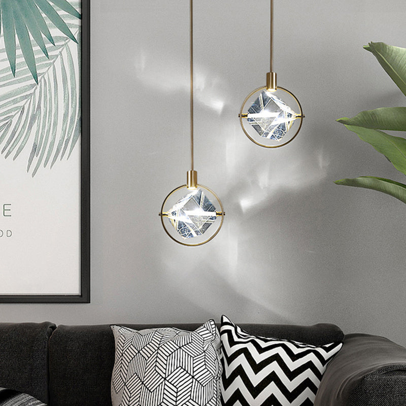 Kristy Modern Luxury Geometry Metal/Crystal Pendant Light, Gold