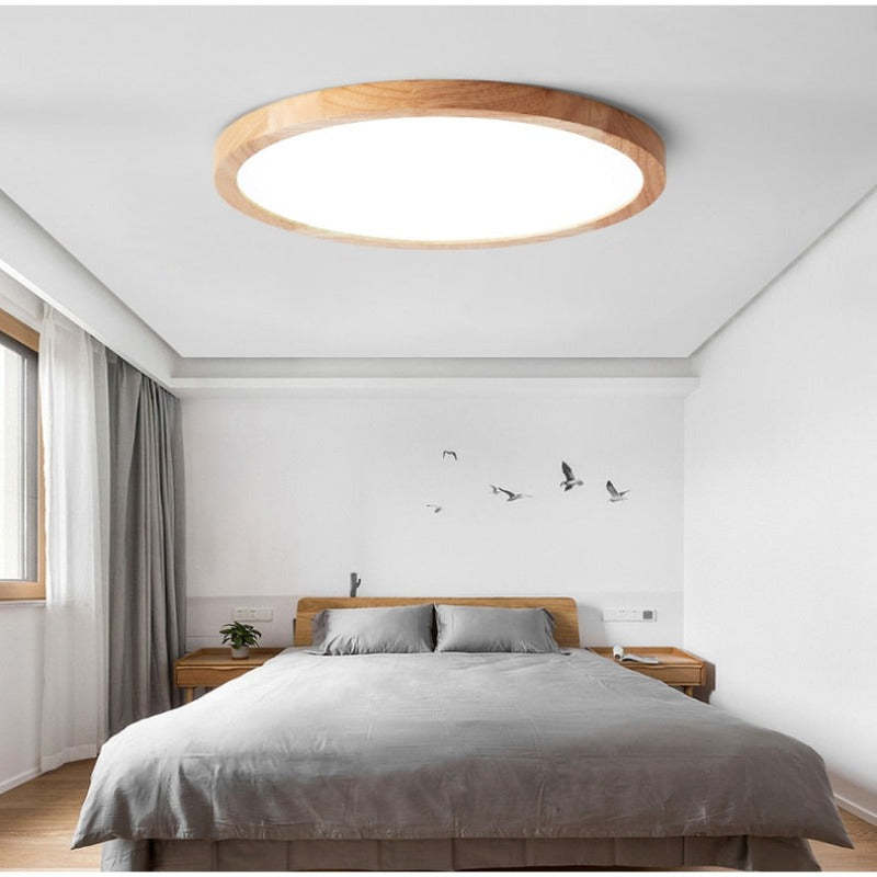 Ozawa Modern Wood Round Flush Mount Ceiling Lights 4 sizes