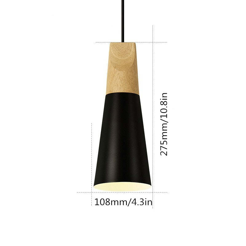 Morandi Multi-Shaped Wood And Metal Pendant Light, 6 Colors