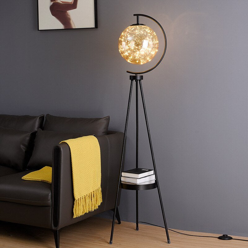 Kady Modern Starry Globe Glass Floor Lamp, Gold