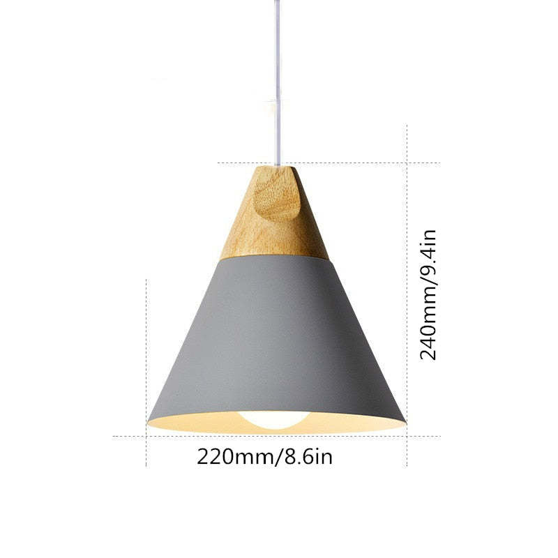 Morandi Multi-Shaped Wood And Metal Pendant Light, 6 Colors