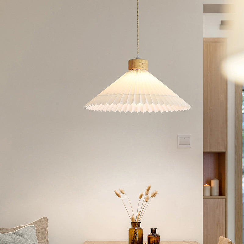 Ozawa Pendant Light Umbrella Shape Art, Wood, White, Bedroom