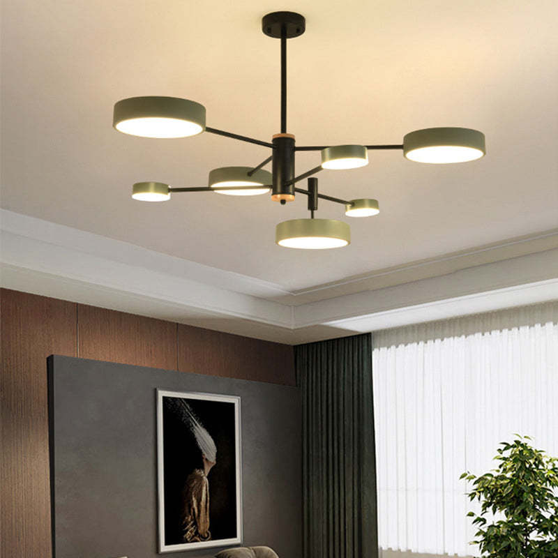 Sienna Pendant Light LED, Metal & Wood, Grey/White/Gold