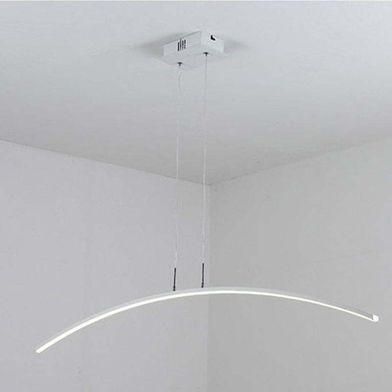 Edge Curved Linear Pendant Light for Dining Room, Black/White