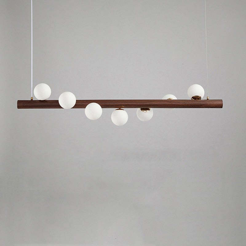 Valentina Glass Bubble Pendant Light Wood/Walnut