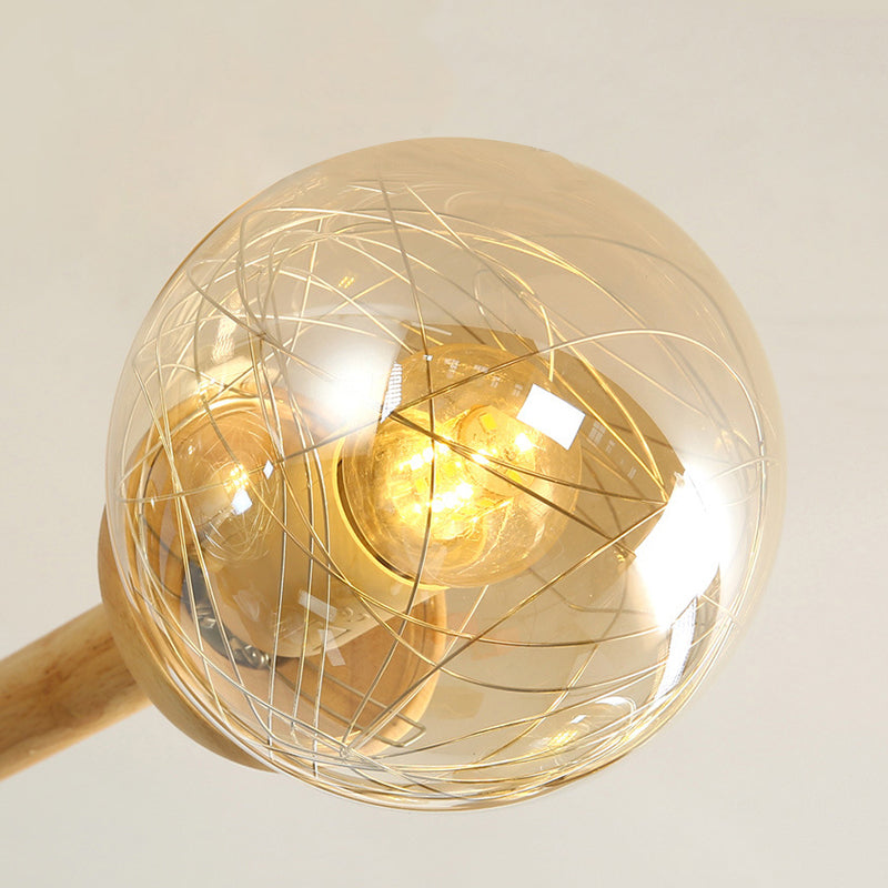 Ozawa Minimalist Bubble Wood/Glass Pendant Light