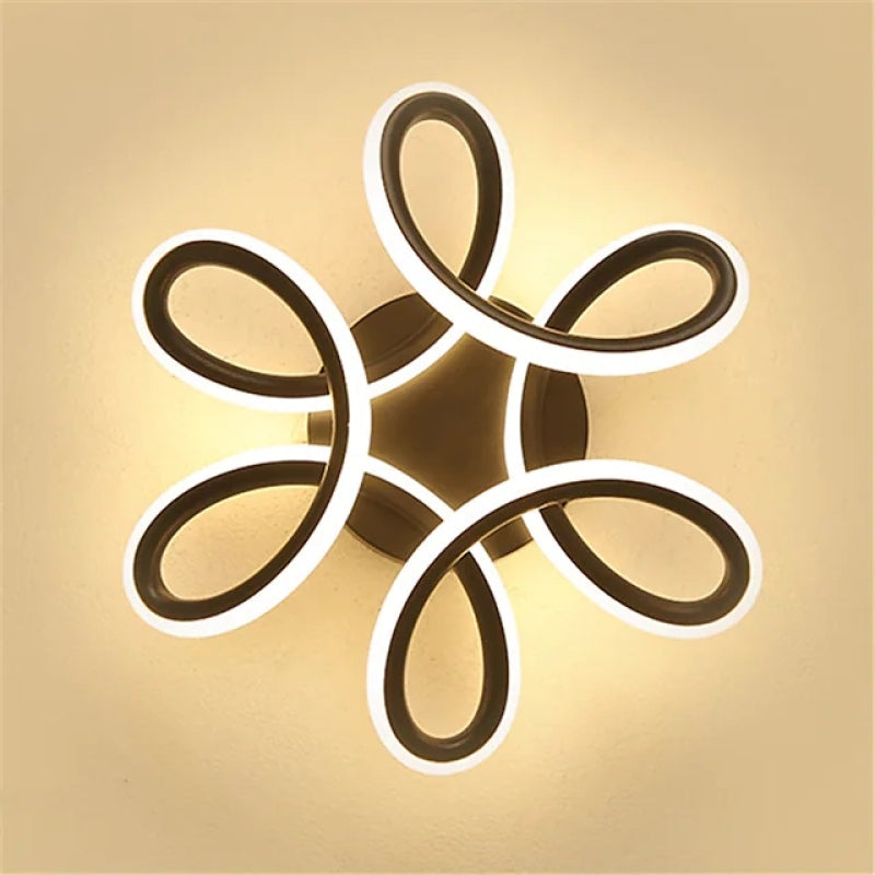 Lacey Modern Flower Shape Metal Ceiling Light, Black/White, Hallway