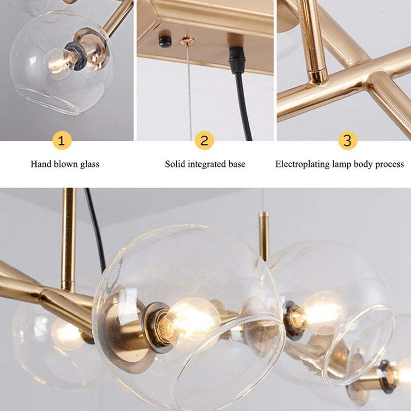 Valentina Modern Glass Globe Bubble Pendant Light Black/Gold