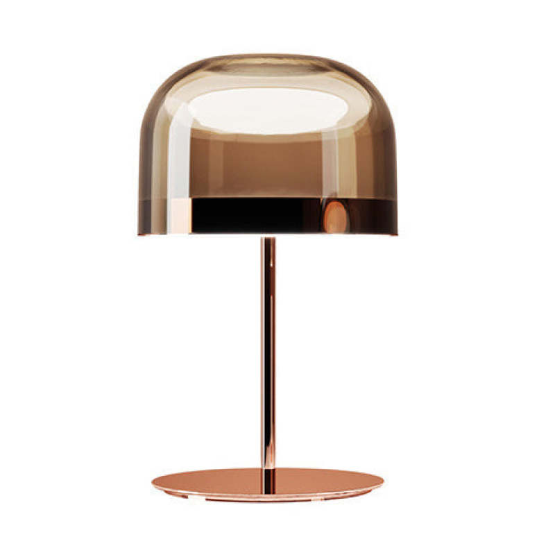 Hailie Minimalist Mushroom Glass/Metal Table Lamp, Black/Rose Gold