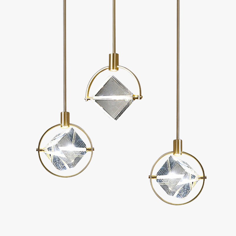 Kristy Modern Luxury Geometry Metal/Crystal Pendant Light, Gold