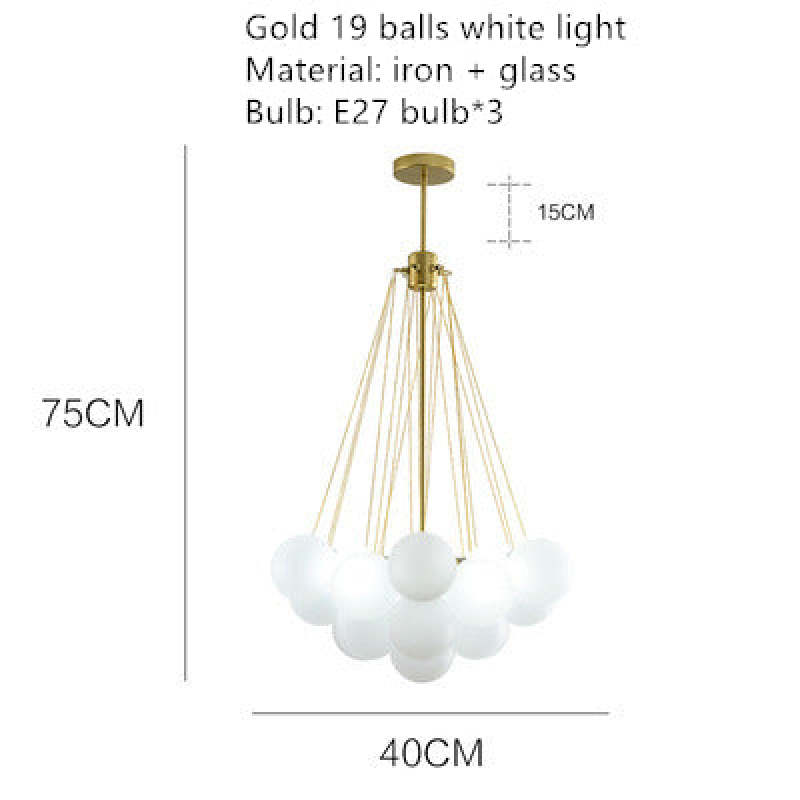 Valentina Glass Globe Pendant Light Bubble, Gold/Black