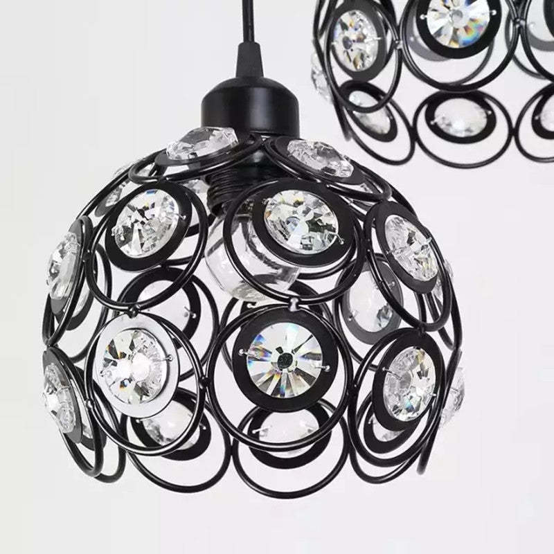 LED Metal Cage Diamond Crystal Floral Ceiling Lights Pendant Lamp