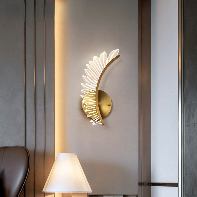 Kristy Modern Gold Feather Wall Lamp, 3 Style