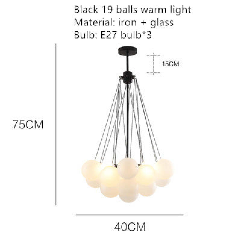 Valentina Glass Globe Pendant Light Bubble, Gold/Black