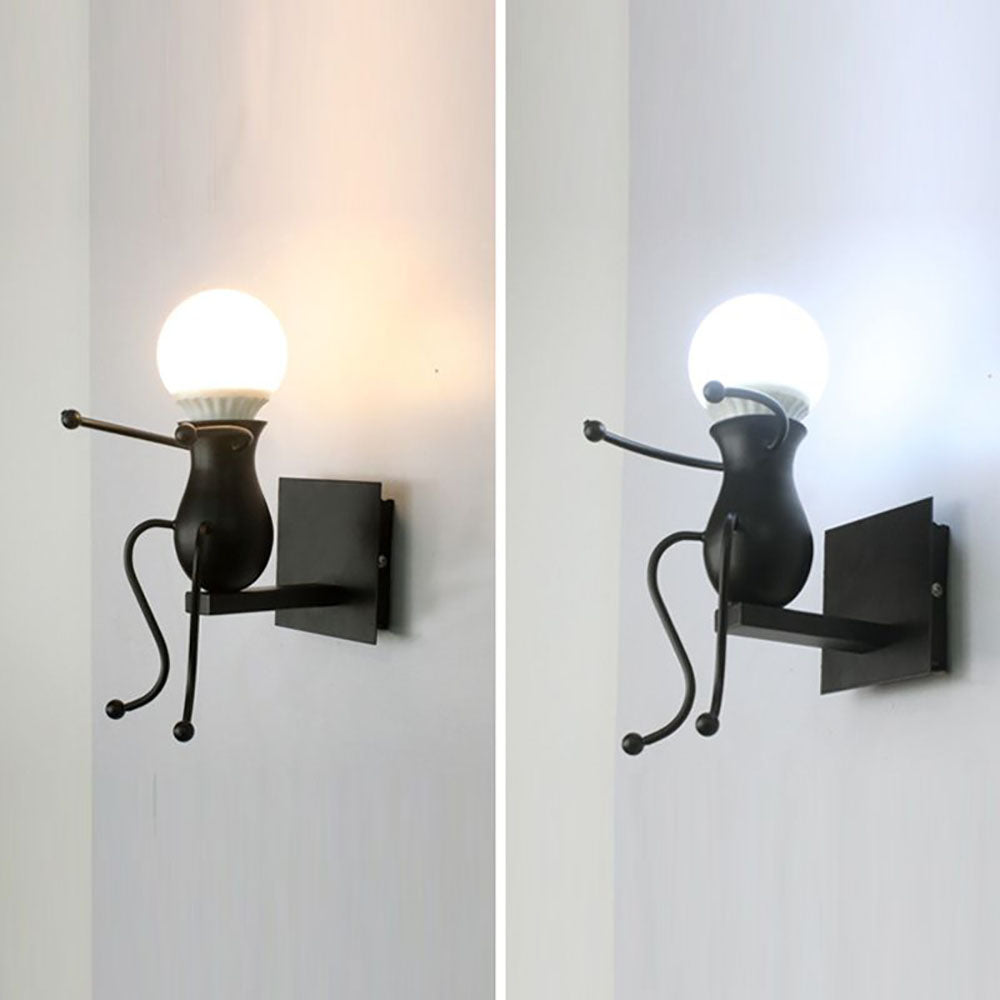 Luxo Modern Decorative Man Metal Wall Lamp, White/Black