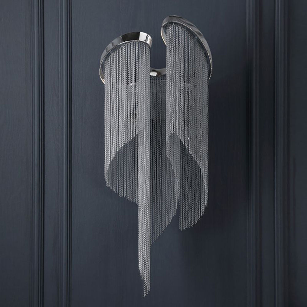 Colon Wall Lamp Modern/Art Deco, Tassel Chain, Silver, Bedroom