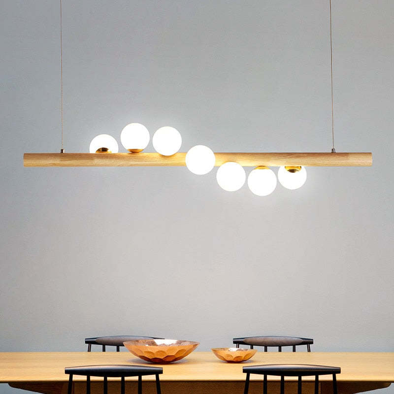 Valentina Glass Bubble Pendant Light Wood/Walnut