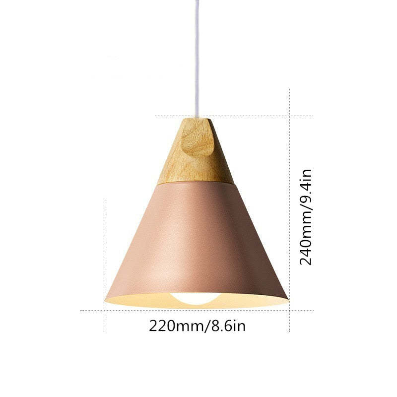 Morandi Multi-Shaped Wood And Metal Pendant Light, 6 Colors