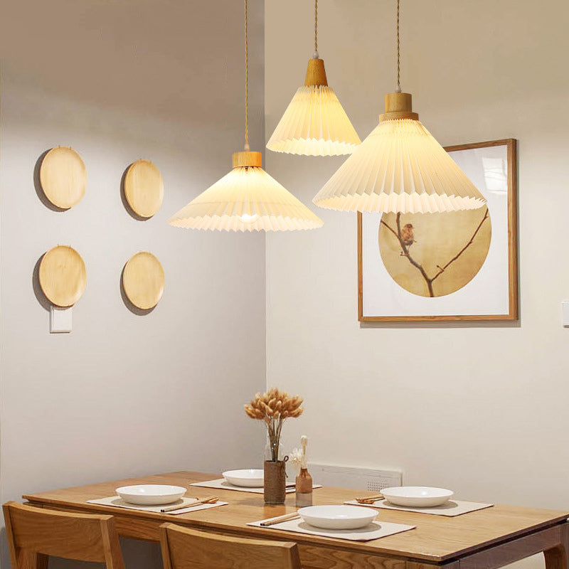 Ozawa Pendant Light Umbrella Shape Art, Wood, White, Bedroom