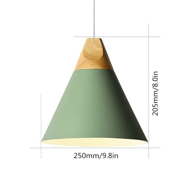 Morandi Multi-Shaped Wood And Metal Pendant Light, 6 Colors