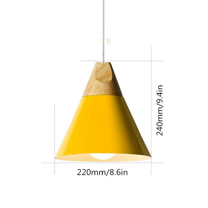 Morandi Multi-Shaped Wood And Metal Pendant Light, 6 Colors