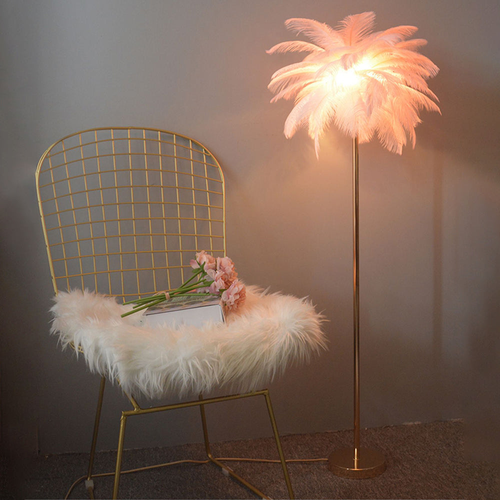 O'Moore Modern Natural Ostrich Feather Gold-plated Floor Lamp