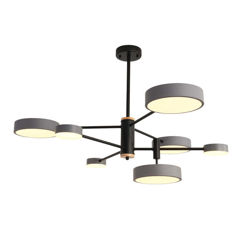 Sienna Pendant Light LED, Metal & Wood, Grey/White/Gold