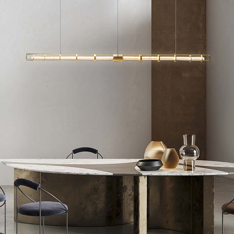 Edge Modern Minimalist Linear Metal/Glass Pendant Light, Gold