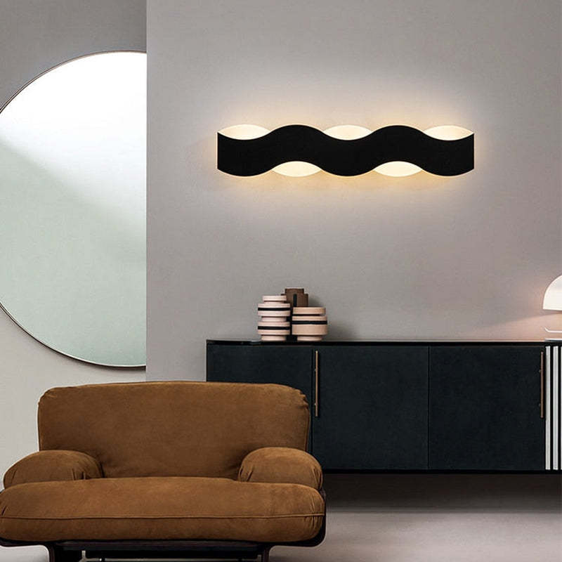 Quinn Modern Black & White Wave Wall Lamp Black, 3 Style