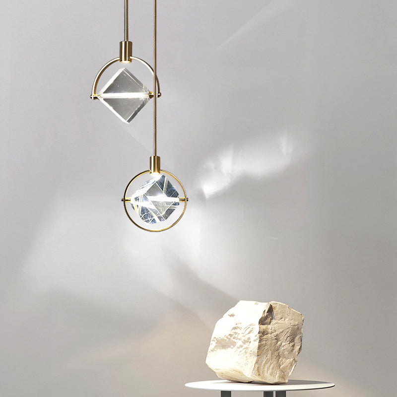 Kristy Modern Luxury Geometry Metal/Crystal Pendant Light, Gold