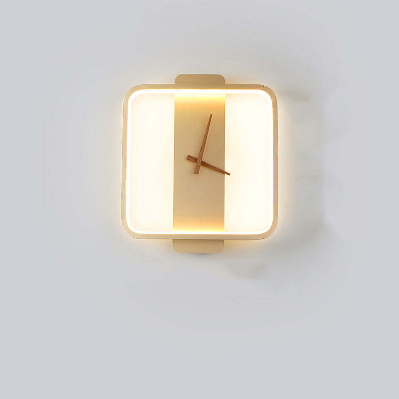 Morandi Nielsen Square Clock Metal & Acrylic Wall Lamp, Gold