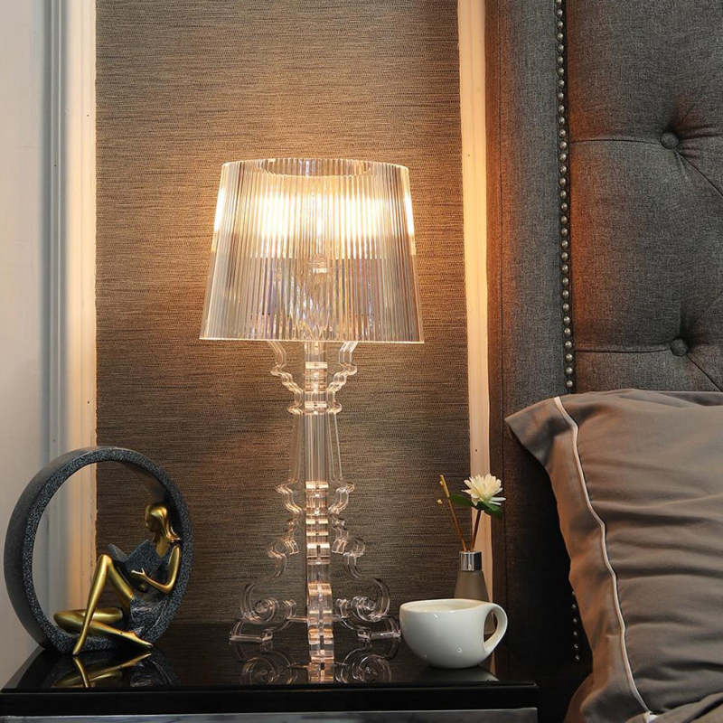 Kirsten Table Lamp Arcylic Transparent Black Bedroom