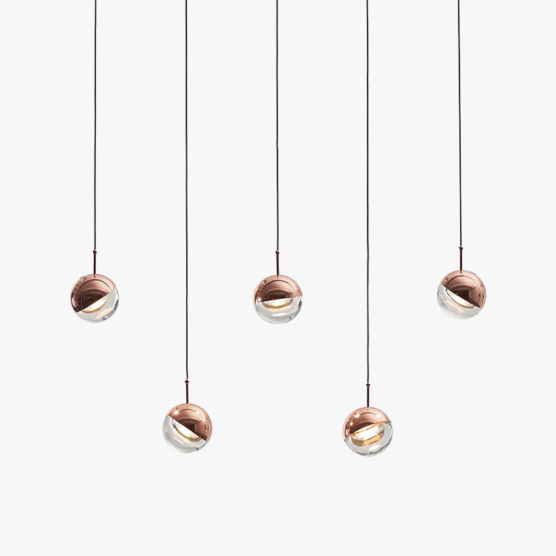 Valentina Modern Ball Metal/Glass Pendant Light, Gold/Rose Gold