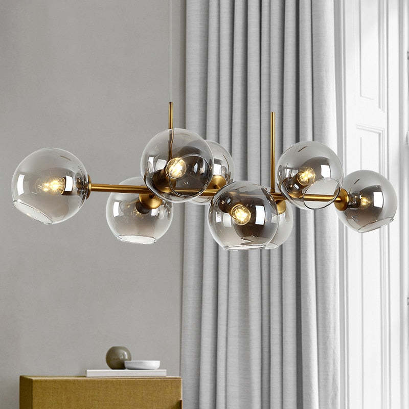 Valentina Modern Glass Globe Bubble Pendant Light Black/Gold