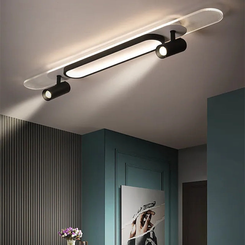 Haney Modern Rectangular LED Metal/Acrylic Ceiling Light, Black/White