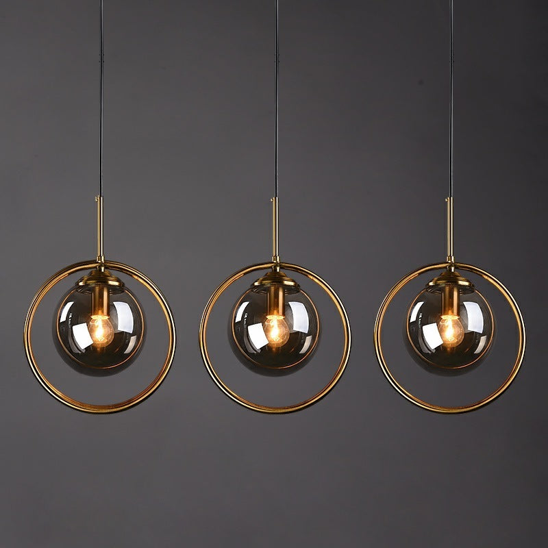 Hailie Luxury Global Glass Pendant Light with a Metal Ring