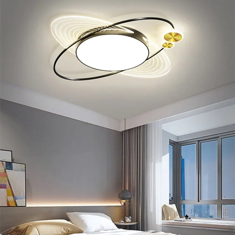 Modern Nordic Simple Design Circle LED Flush Mount Ceiling Light, Black/Gold