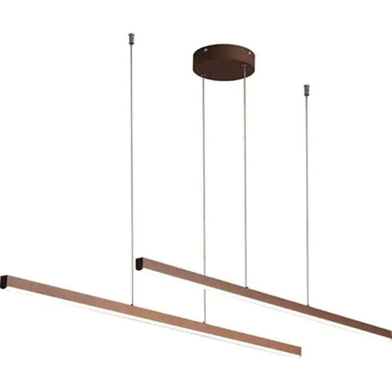 Edge Modern Minimalist Double-Linear Metal Pendant Light, Brown