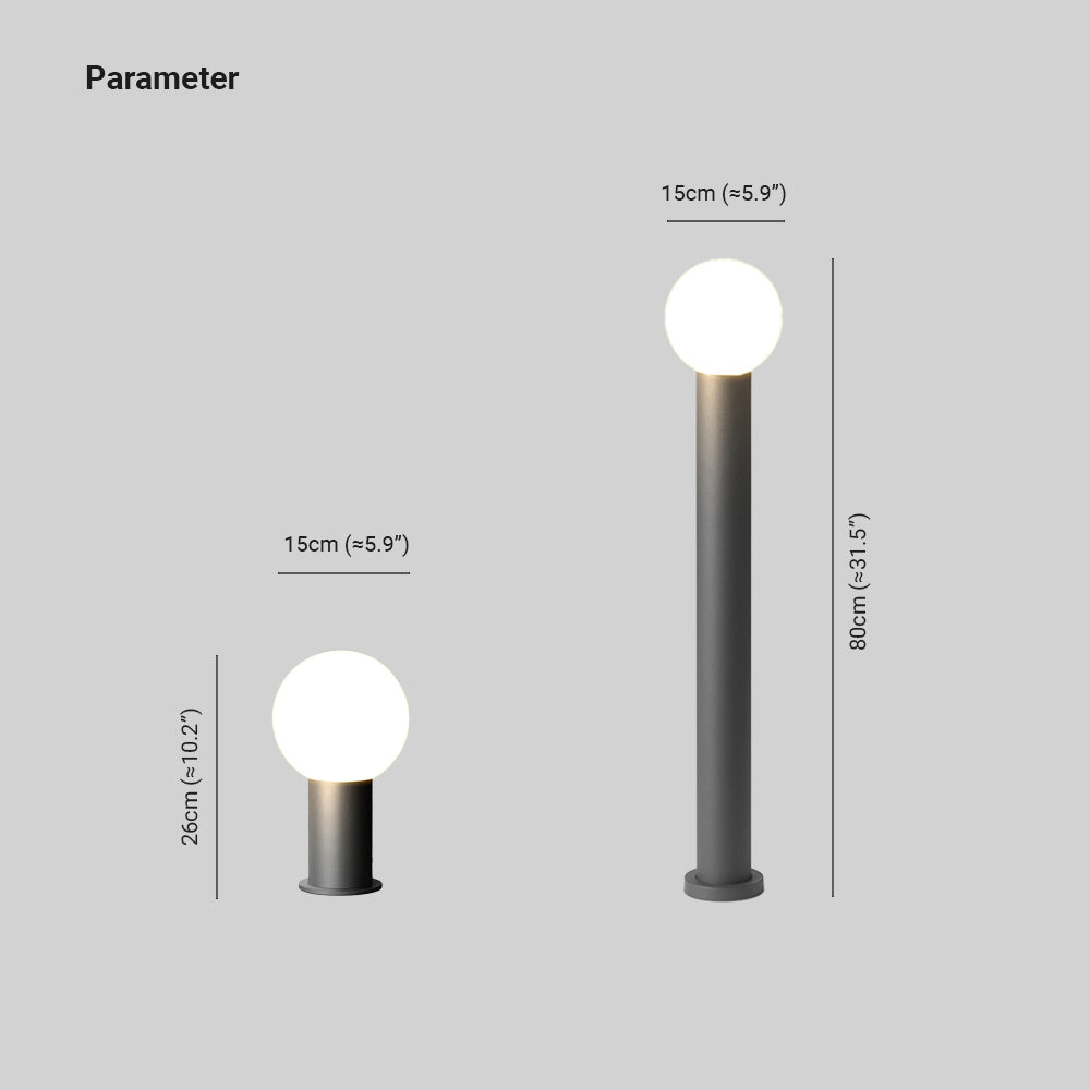 Pena Modern Metal Circular Lamp holder Outdoor Path Light, Black