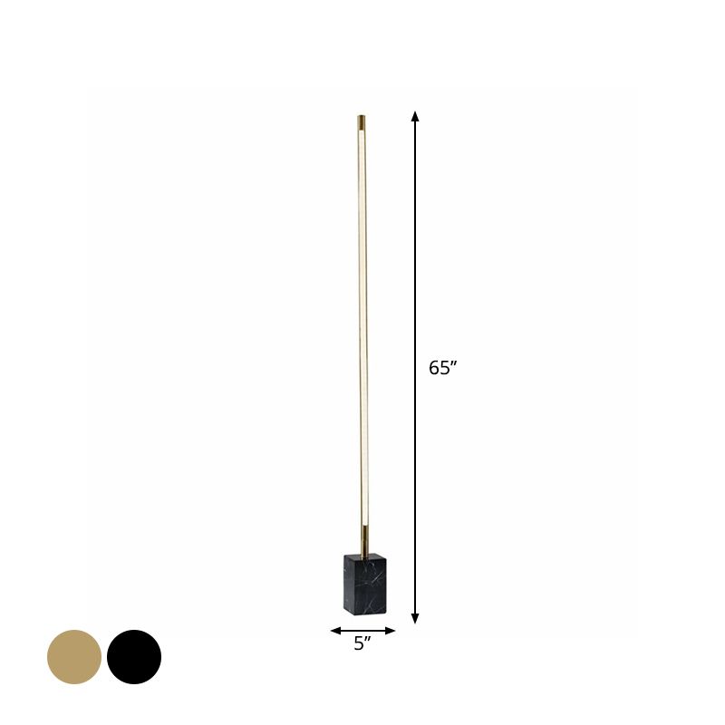 Edge Minimalist Linear Floor Lamp, Black/Gold, Metal/Marble