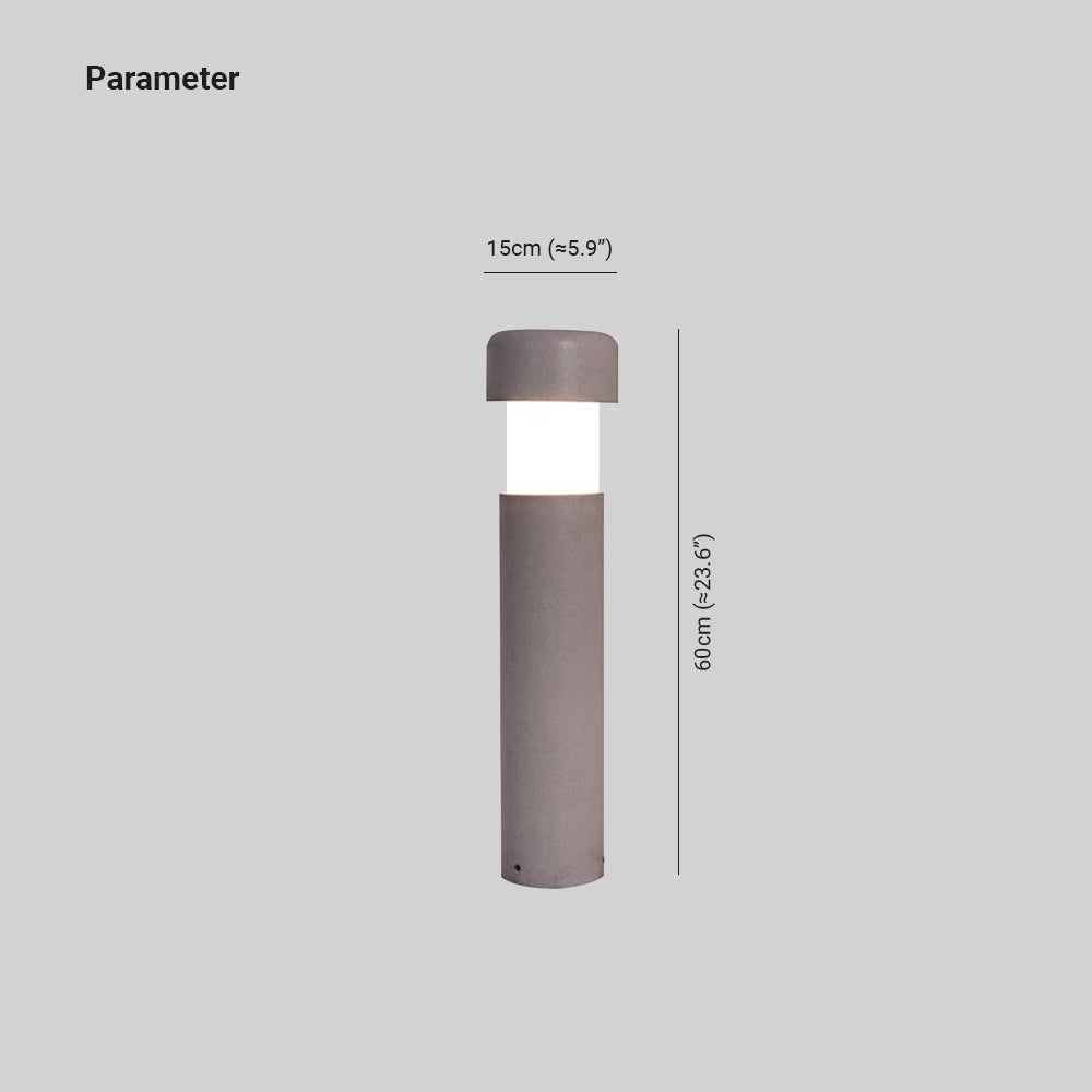 Orr Modern Metal Cylindrical Outdoor Path Light, Grey