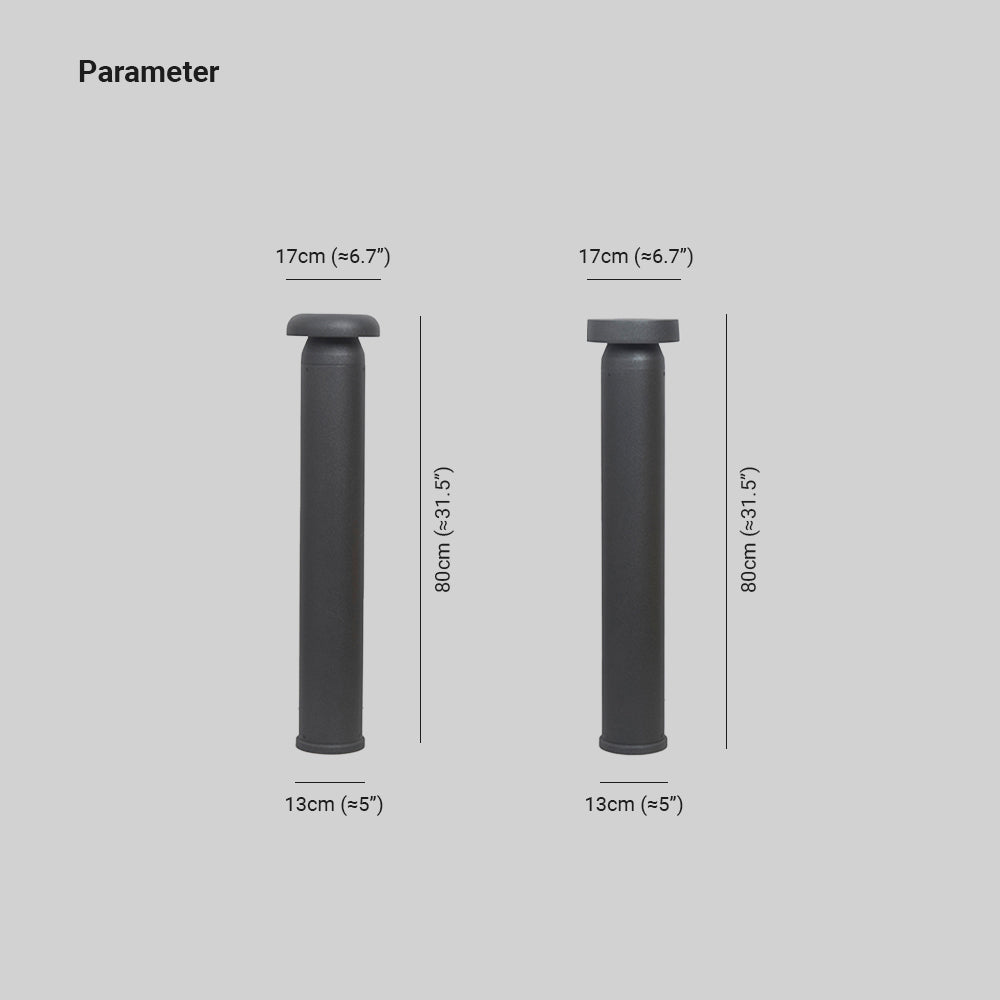 Pena Modern Metal Cylinder Outdoor Path Light, Black