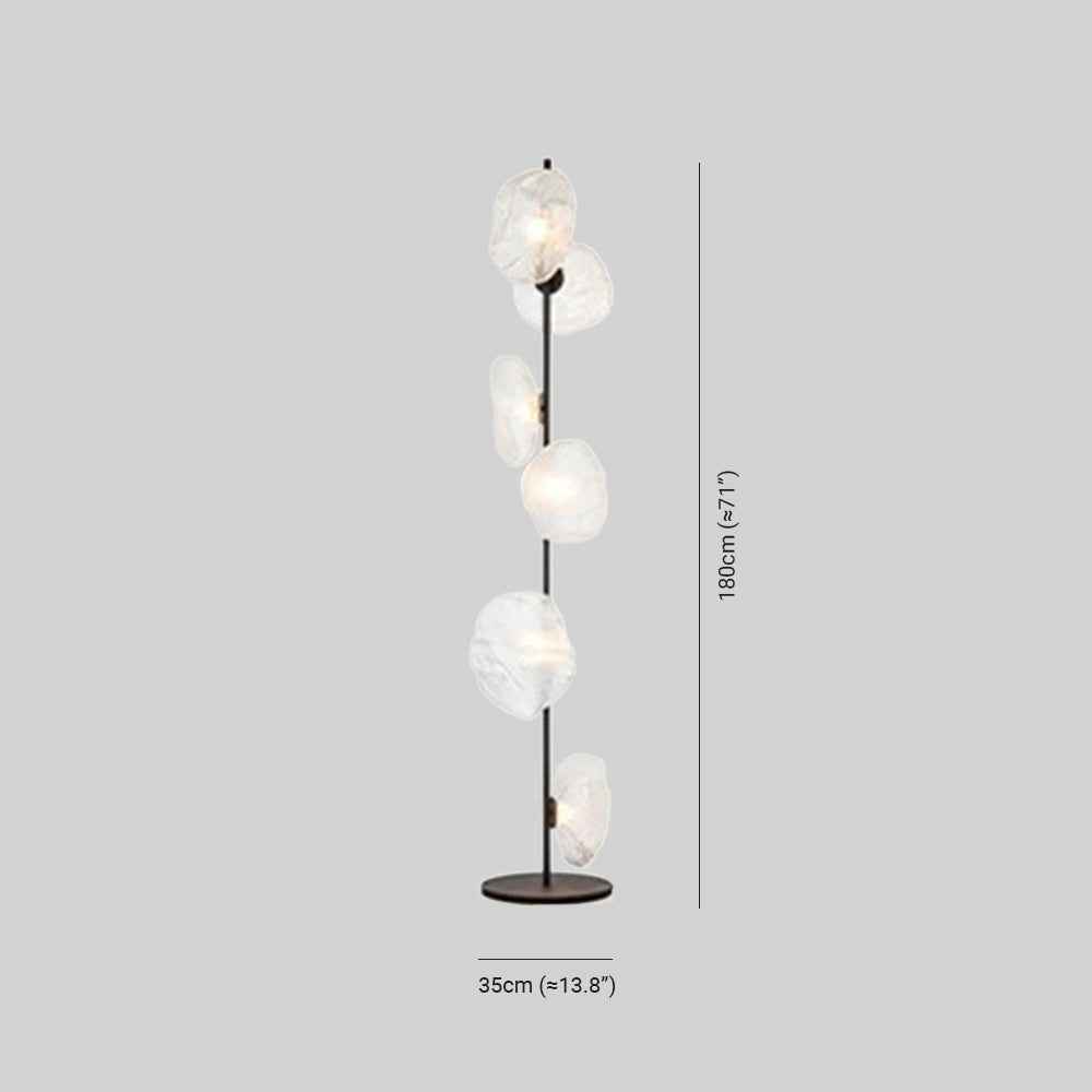 Byers Luxury Flower Metal/Glass Floor Lamp, Black/Gold/Grey