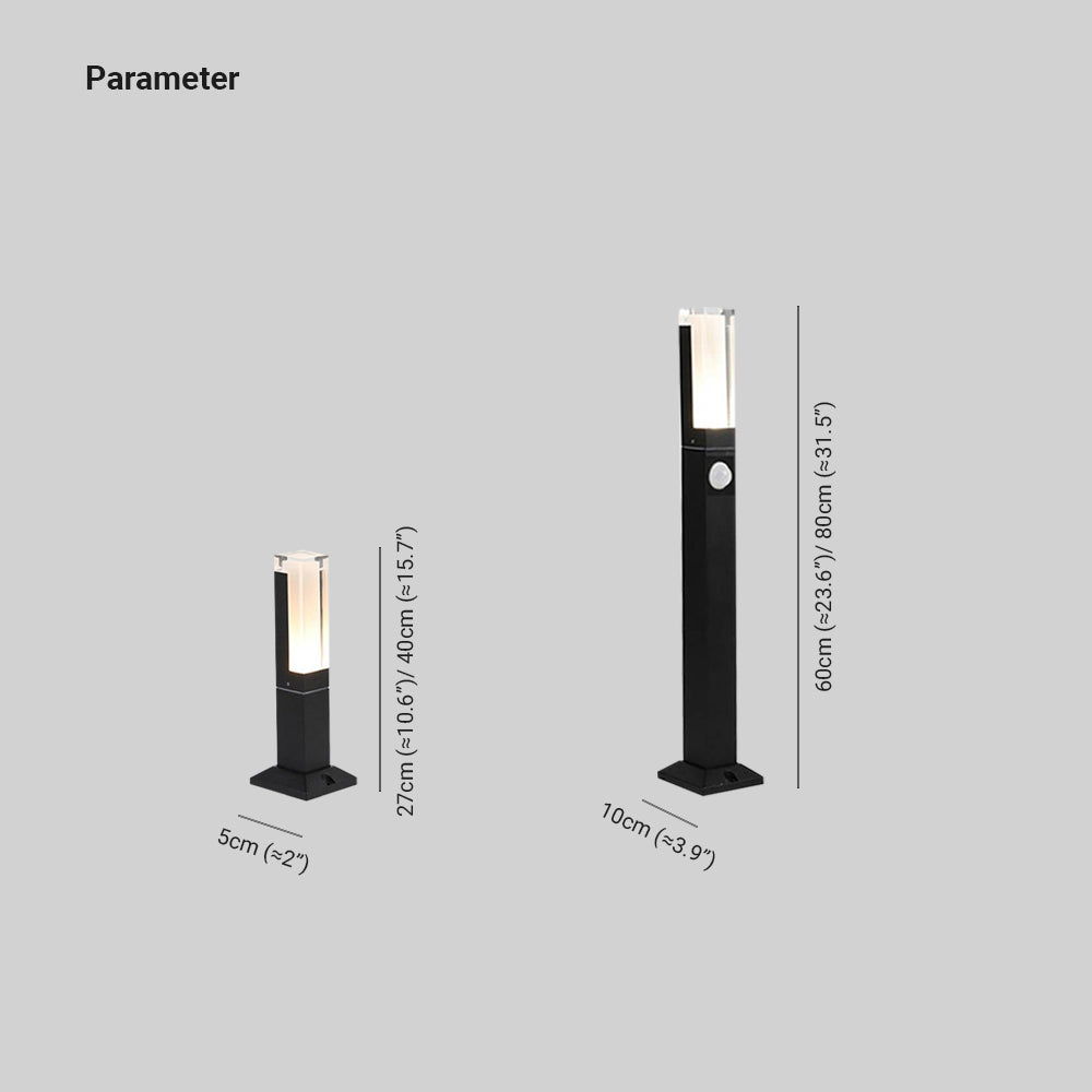 Pena Modern Metal Rectangular Outdoor Path Light With Sensor, Black